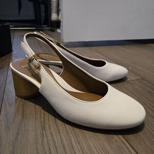 Naturalizer Ivory Slingback Block Heel Pumps